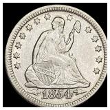1854 Arrows Seated Liberty Quarter NEARLY  UNCIRC