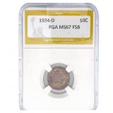 1934-D Mercury Silver Dime PGA MS67 FSB