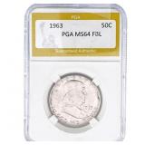 1963 Franklin Half Dollar PGA MS64 FBL