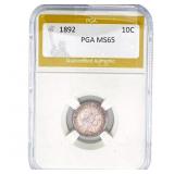 1892 Barber Dime PGA MS65