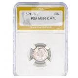 1945-S Mercury Silver Dime PGA MS66 DMPL
