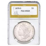 1878-S Morgan Silver Dollar PGA MS64