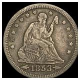 1853 Arrows/Rays Seated Liberty Quarter  LIGHTLY