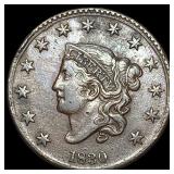 1830 Coronet Head Large Cent NEARLY  UNCIRCULATED