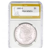 1880-S Morgan Silver Dollar PGA MS65+