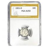 1921-D Mercury Silver Dime PGA AU50