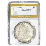 1880-S Morgan Silver Dollar PGA MS66