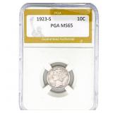 1923-S Mercury Silver Dime PGA MS65