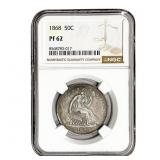1868 Seated Liberty Half Dollar NGC PF62