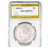 1880-S Morgan Silver Dollar PGA MS65 PL