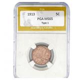 1913 Buffalo Nickel PGA MS65 Type 1