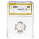 1935-S Mercury Silver Dime PGA MS65 FSB