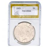 1925 Silver Peace Dollar PGA MS66