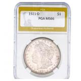 1921-D Morgan Silver Dollar PGA MS66