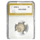 1936-S Buffalo Nickel PGA MS66