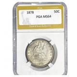 1878 Seated Liberty Half Dollar PGA MS64