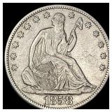1858-O Seated Liberty Half Dollar CLOSELY  UNCIRC