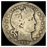 1914-S Silver Barber Quarter NICELY  CIRCULATED