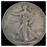 1938-D Walking Liberty Half Dollar ABOUT  UNCIRCU