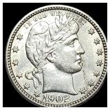1902-O Barber Silver Quarter CHOICE AU