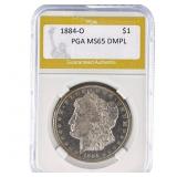 1884-O Morgan Silver Dollar PGA MS65 DMPL