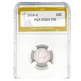 1928-S Mercury Silver Dime PGA MS64 FSB