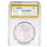 1880-S Morgan Silver Dollar PGA MS65
