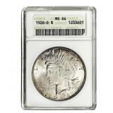 1926-D Silver Peace Dollar ANACS MS64