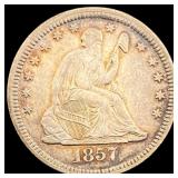 1857 Silver Seated Liberty Quarter CHOICE AU