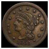 1851 Braided Hair Large Cent CLOSELY  UNCIRCULATE