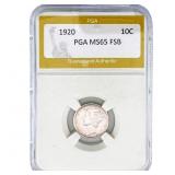 1920 Mercury Silver Dime PGA MS65 FSB
