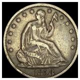 1858-O Seated Liberty Half Dollar LIGHTLY  CIRCUL