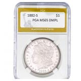 1882-S Morgan Silver Dollar PGA MS65 DMPL