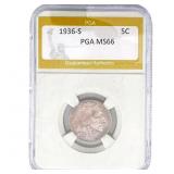 1936-S Buffalo Nickel PGA MS66