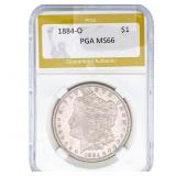 1884-O Morgan Silver Dollar PGA MS66