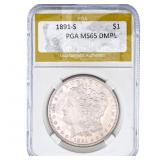 1891-S Morgan Silver Dollar PGA MS65 DMPL