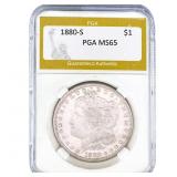 1880-S Morgan Silver Dollar PGA MS65