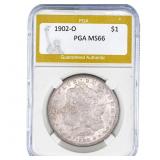 1902-O Morgan Silver Dollar PGA MS66