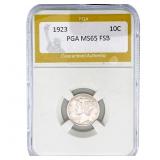 1923 Mercury Silver Dime PGA MS65 FSB