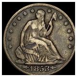 1853 Arrows/Rays Seated Liberty Half Dollar  NEAR