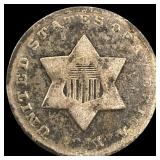 1852 Silver Three-Cent Piece NICELY  CIRCULATED