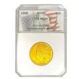 1908 $10 Gold Eagle PCI MS64