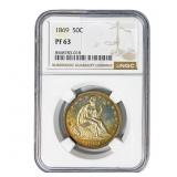 1869 Seated Liberty Half Dollar NGC PF63