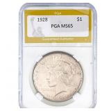 1928 Silver Peace Dollar PGA MS65