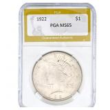 1922 Silver Peace Dollar PGA MS65