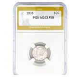 1938 Mercury Silver Dime PGA MS65 FSB