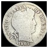 1901-S Silver Barber Dime NICELY CIRCULATED