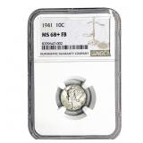 1941 Mercury Silver Dime NGC MS68+ FB