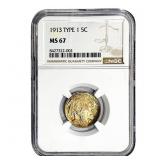 1913 Buffalo Nickel NGC MS67 Type 1