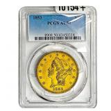 1853 $20 Gold Double Eagle PCGS AU50